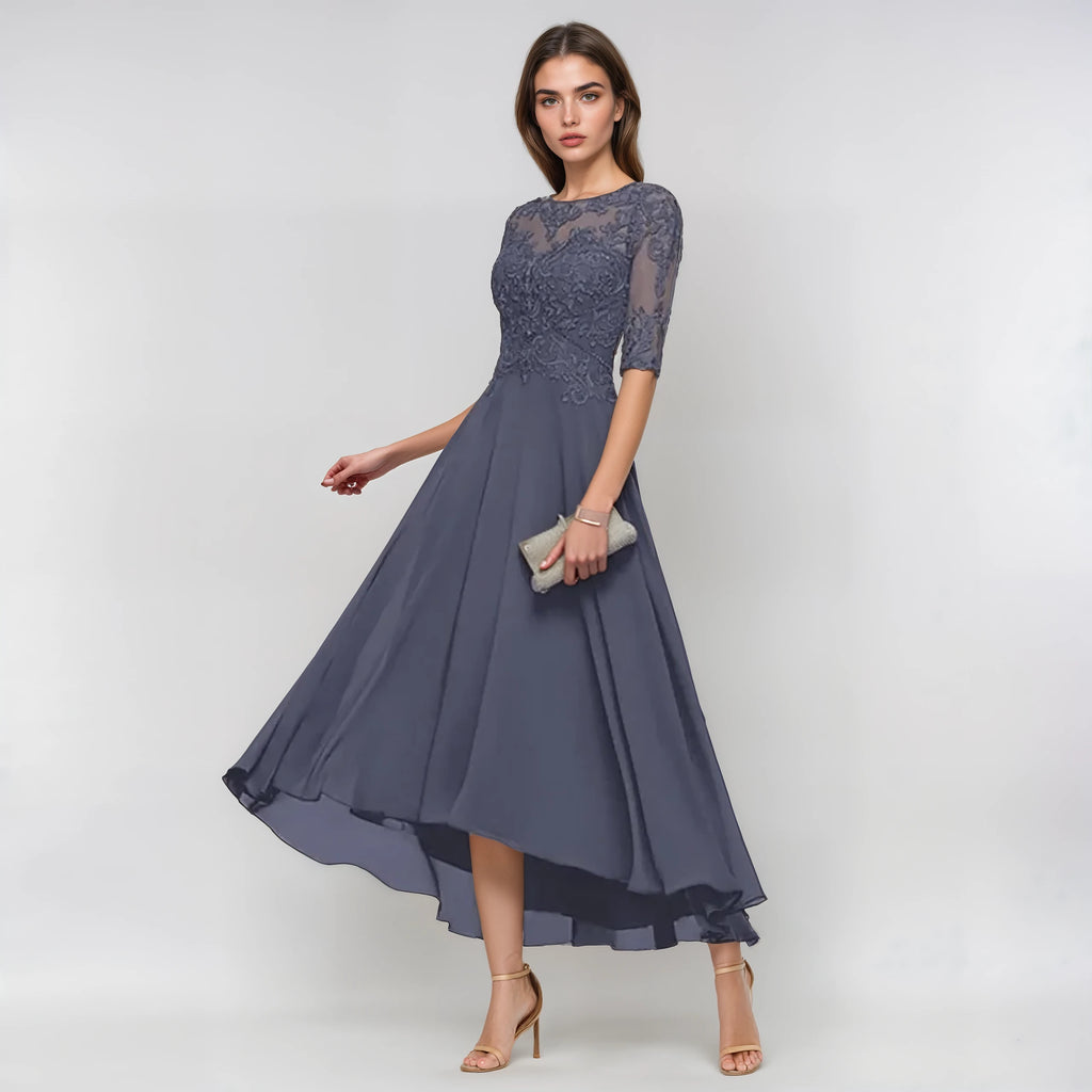 Verasmode-Women Dress-Elegantes Midi Kleid für Hochzeitsgäste mit tailliertem Schnitt