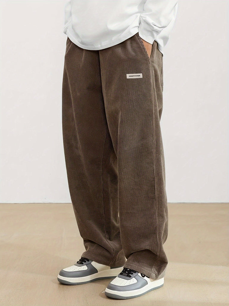 Men's stylish baggy corduroy pants with a relaxed fit, perfect for casual outings and comfortable all-day wear.